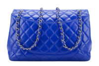 0468. Chanel Maxi Classic Blue Quilted Leather, Silver Hardware4
