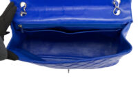 0468. Chanel Maxi Classic Blue Quilted Leather, Silver Hardware9