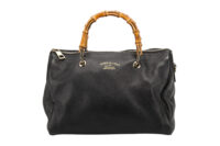 0488. Gucci Bamboo Handle Shoppers bag, Black leather, Gold hardware1