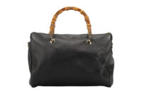 0488. Gucci Bamboo Handle Shoppers bag, Black leather, Gold hardware2