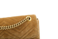 0490. Gucci Marmont Large Matelasse Brown Velvet, Gold Hardware13