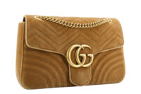 0490. Gucci Marmont Large Matelasse Brown Velvet, Gold Hardware2