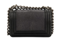 0494. Chanel Boy Bag Mini, Black Leather Stingray, Aged-tone Silver Hardware5