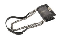 0494. Chanel Boy Bag Mini, Black Leather Stingray, Aged-tone Silver Hardware7