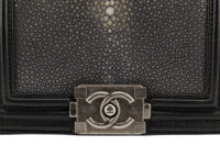0494. Chanel Boy Bag Mini, Black Leather Stingray, Aged-tone Silver Hardware9