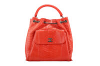 0495. Chanel Top Handle Backpack, Red Python, Aged-tone Silver Hardware1