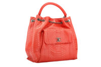 0495. Chanel Top Handle Backpack, Red Python, Aged-tone Silver Hardware2