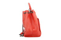 0495. Chanel Top Handle Backpack, Red Python, Aged-tone Silver Hardware3