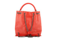 0495. Chanel Top Handle Backpack, Red Python, Aged-tone Silver Hardware4