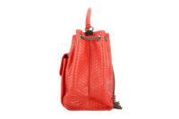 0495. Chanel Top Handle Backpack, Red Python, Aged-tone Silver Hardware5