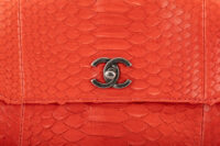 0495. Chanel Top Handle Backpack, Red Python, Aged-tone Silver Hardware7