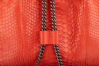 0495. Chanel Top Handle Backpack, Red Python, Aged-tone Silver Hardware9