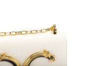 0502. Dolce&Gabbana Girls Crossbody White Nappa Gold Chain Link Girls Ornament12