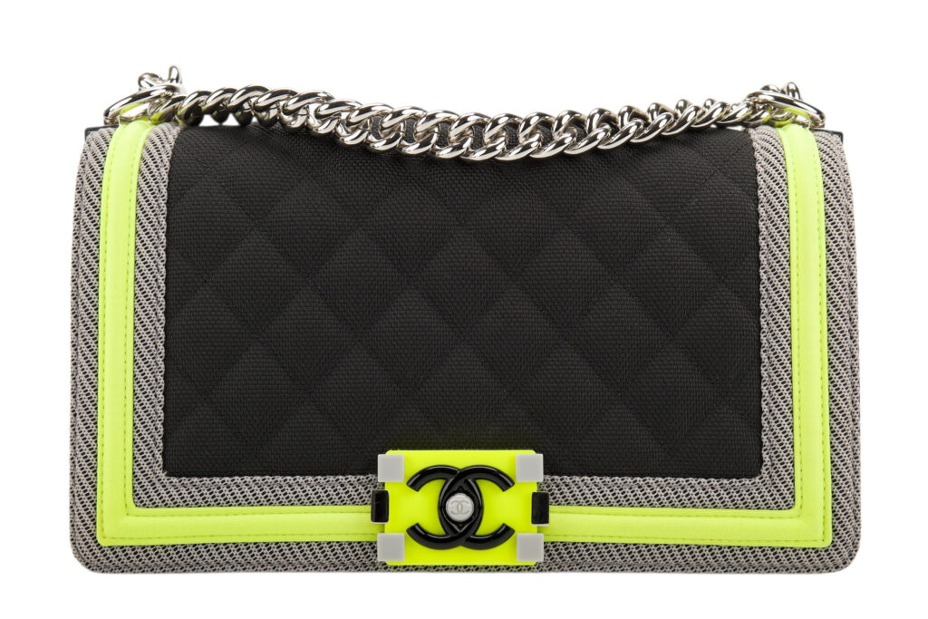 Chanel Boy Bag Medium, Black Neon Nylon, Silver Hardware