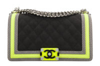 0506. Chanel Boy Bag Medium, Black Neon Nylon, Silver Hardware2