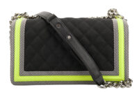 0506. Chanel Boy Bag Medium, Black Neon Nylon, Silver Hardware6
