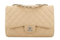 0513. Chanel Classic Jumbo, Single Flap, Beige Caviar Leather, Silver Hardware1