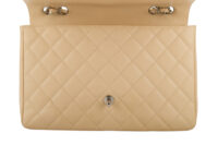 0513. Chanel Classic Jumbo, Single Flap, Beige Caviar Leather, Silver Hardware10