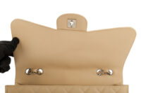 0513. Chanel Classic Jumbo, Single Flap, Beige Caviar Leather, Silver Hardware11