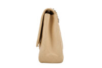 0513. Chanel Classic Jumbo, Single Flap, Beige Caviar Leather, Silver Hardware5