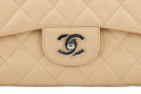 0513. Chanel Classic Jumbo, Single Flap, Beige Caviar Leather, Silver Hardware7