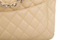 0513. Chanel Classic Jumbo, Single Flap, Beige Caviar Leather, Silver Hardware9