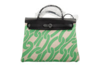 0514. Hermes Herbag 31 Maillons & Co Chain Motif Plume Canvas Palladium Hardware1