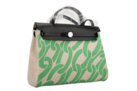 0514. Hermes Herbag 31 Maillons & Co Chain Motif Plume Canvas Palladium Hardware2