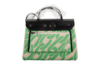 0514. Hermes Herbag 31 Maillons & Co Chain Motif Plume Canvas Palladium Hardware4