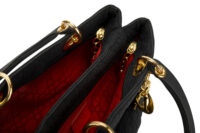 0516. Dior Lady Dior Black Cloth Handbag, Gold Hardware10