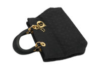 0516. Dior Lady Dior Black Cloth Handbag, Gold Hardware13