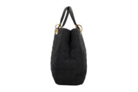 0516. Dior Lady Dior Black Cloth Handbag, Gold Hardware3