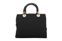 0516. Dior Lady Dior Black Cloth Handbag, Gold Hardware4