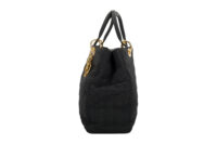 0516. Dior Lady Dior Black Cloth Handbag, Gold Hardware5