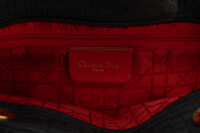 0516. Dior Lady Dior Black Cloth Handbag, Gold Hardware7