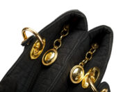 0516. Dior Lady Dior Black Cloth Handbag, Gold Hardware9