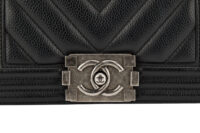 0517. Chanel Boy Bag Small, Black Leather Chevron, Aged-tone Silver Hardware10