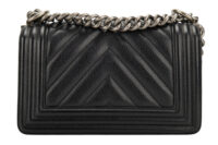 0517. Chanel Boy Bag Small, Black Leather Chevron, Aged-tone Silver Hardware4