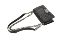 0517. Chanel Boy Bag Small, Black Leather Chevron, Aged-tone Silver Hardware9