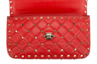 0518. Valentino Garavani Rockstud Spike Red Quilted, Gold Hardware11