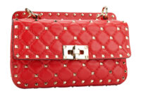 0518. Valentino Garavani Rockstud Spike Red Quilted, Gold Hardware2
