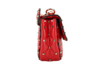 0518. Valentino Garavani Rockstud Spike Red Quilted, Gold Hardware3