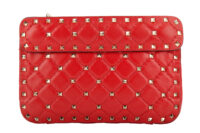 0518. Valentino Garavani Rockstud Spike Red Quilted, Gold Hardware4