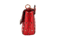 0518. Valentino Garavani Rockstud Spike Red Quilted, Gold Hardware5