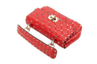 0518. Valentino Garavani Rockstud Spike Red Quilted, Gold Hardware8