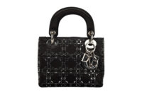 0520. Dior Lady Dior Mini Embellished Sequin Black Satin, Silver Hardware1
