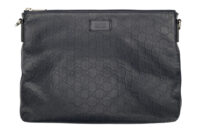 0529. Gucci Monogram Empreinte Navy Clutch Shoulder Bag, Silver Hardware1