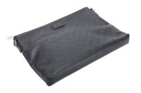 0529. Gucci Monogram Empreinte Navy Clutch Shoulder Bag, Silver Hardware3
