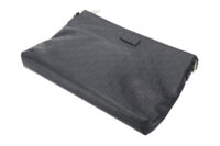 0529. Gucci Monogram Empreinte Navy Clutch Shoulder Bag, Silver Hardware4