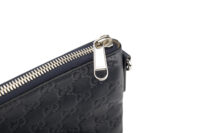 0529. Gucci Monogram Empreinte Navy Clutch Shoulder Bag, Silver Hardware7